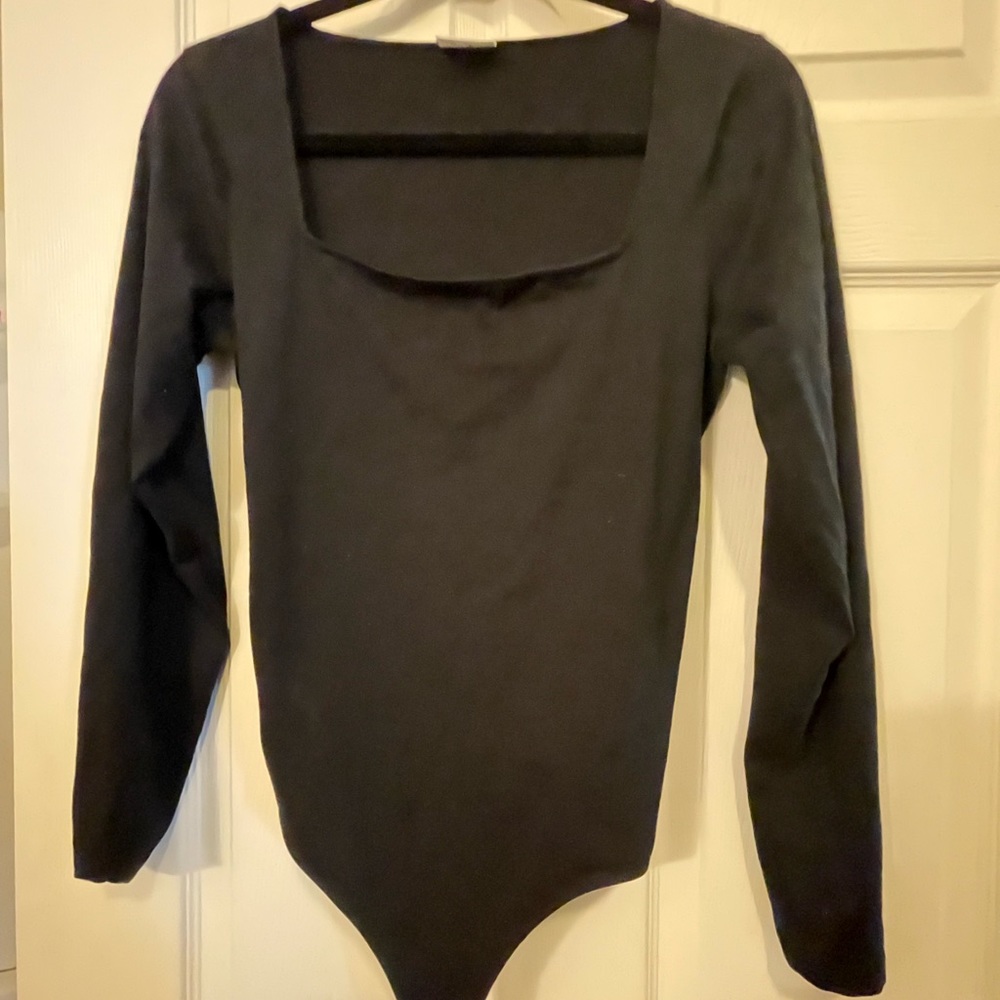 Square neck long sleeve bodysuit